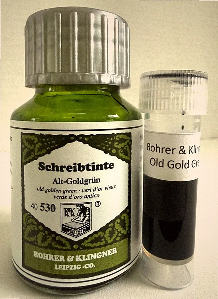 3ml Ink Sample - Rohrer & Klingner "Old Gold Green" - 1 Vial Only