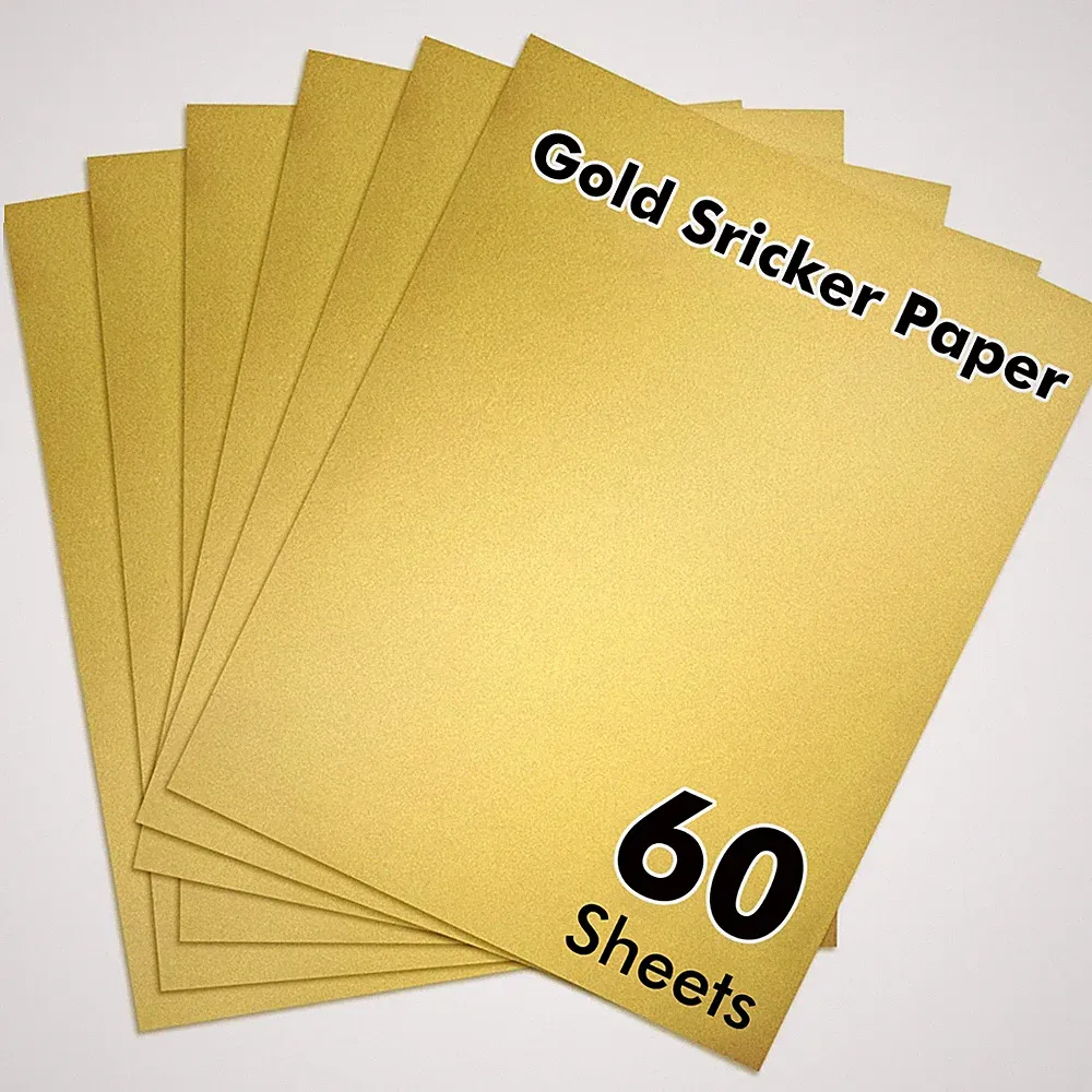 60 Sheets Koala Gold Sticker Paper for Inkjet & Laser Printers 8.5x11 , Cutable