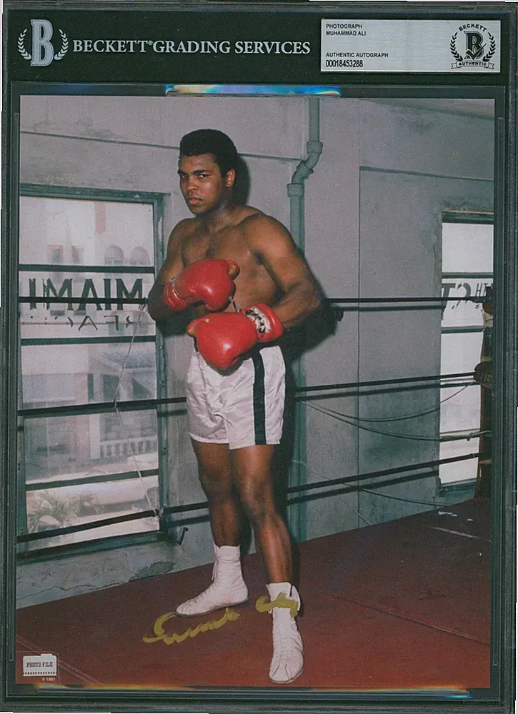 CASSIUS CLAY Gold Ink 1992 Signed 8x10 Photofile Photo Muhammad Ali BAS Slabbed