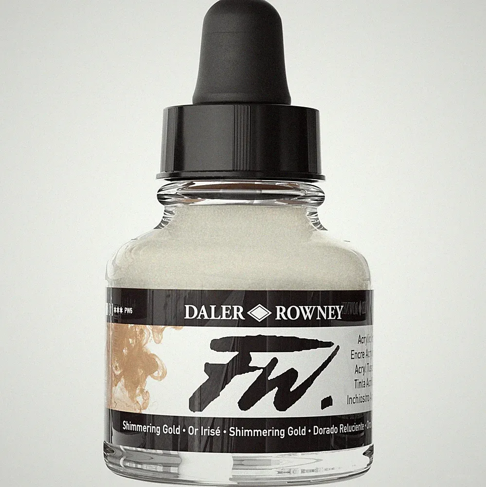 FW Acrylic Artists Ink 1oz-Shimmering Gold