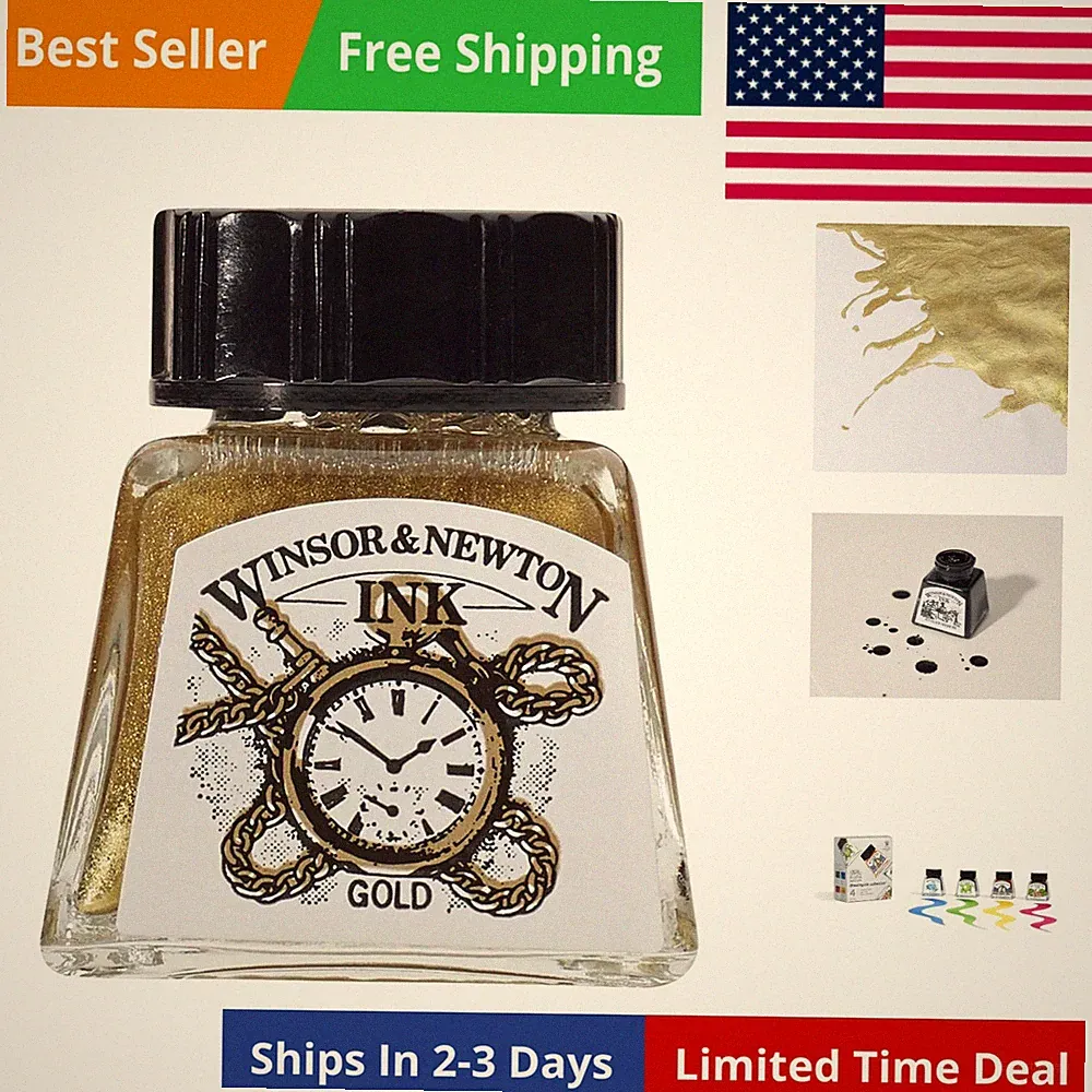 Gold Drawing Ink, 14ml Bottle, Airbrush