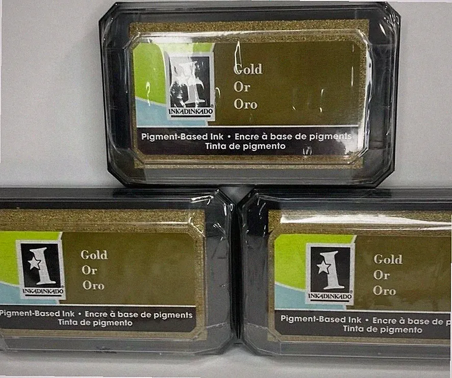 Inkadinkado Pigment Based Ink Stamp Pad Gold Set of 3 Crafts MUST be Heat Set