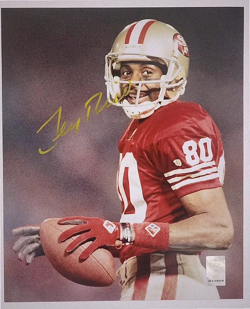 JERRY RICE Signed Auto 8x10 Photo Gold Ink San Francisco 49ers Rice Holo COA
