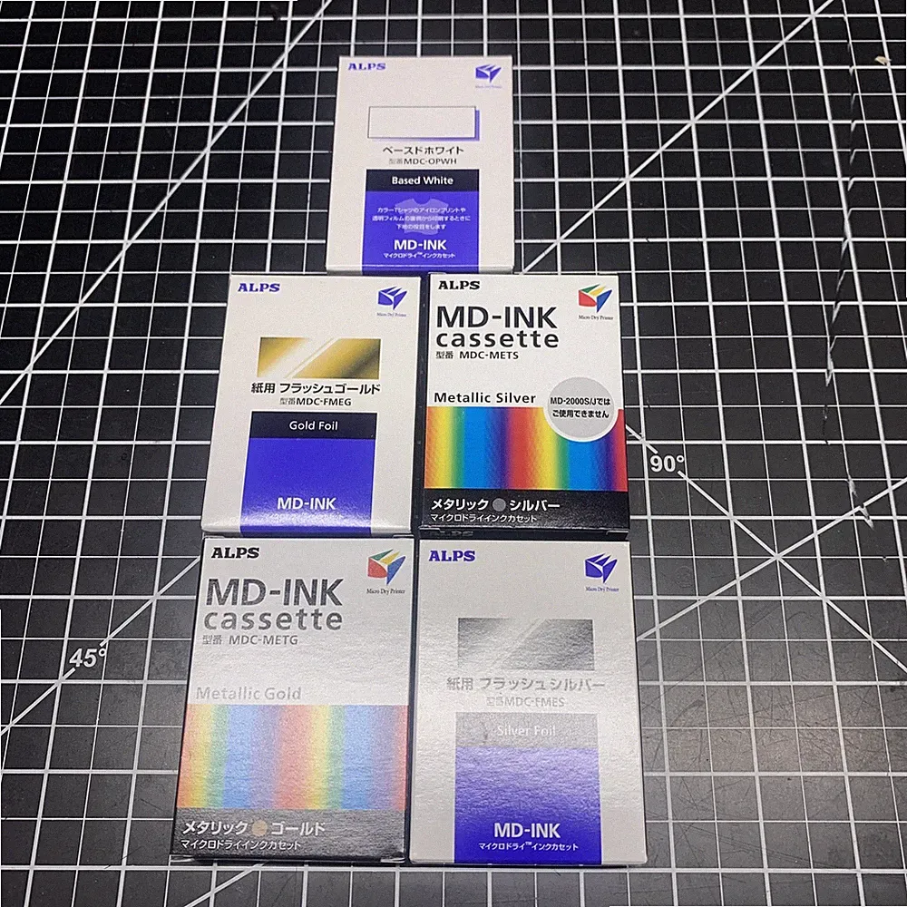 Lot of 5 Alps MD Printer Gold Metallic Ink Cartridge MDC-METG Silver White