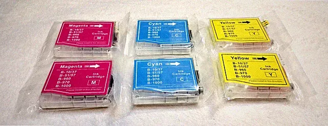Magenta, Cyan, & Yellow Brother Ink Cartridges ( B10/37, B51/57,B960,B970,B1000)